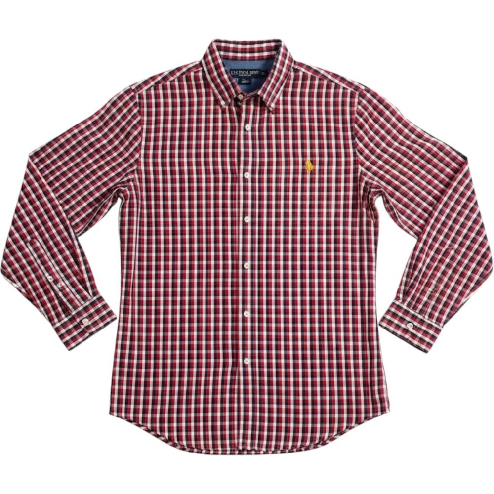 U.S. Polo Assn Button Down Mens XL Red Gingham Plaid Excellent Long Sleeve Shirt